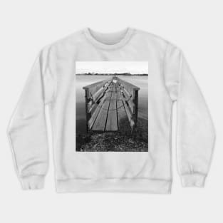 Jetty in Shoreline Park BW. Mountain View, California Crewneck Sweatshirt